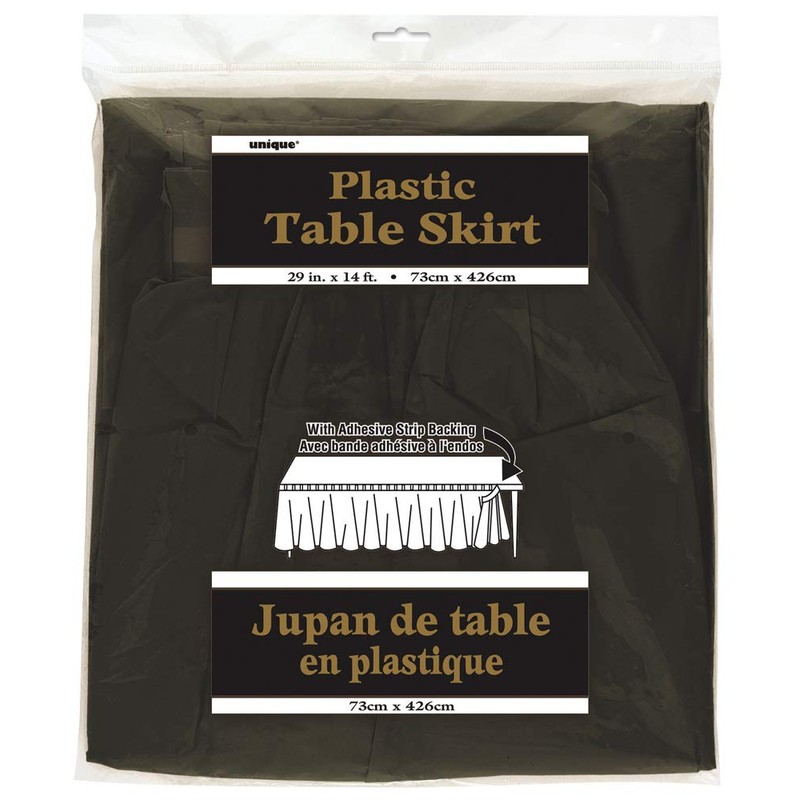 Unique Party 50062 - Plastic Black Table Skirt, 14ft