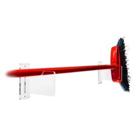 Better Display Cases Deluxe Clear Acrylic Broom Horizontal Wall Mount Bracket (A023-BD-SS)