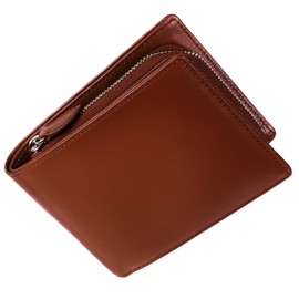 GENERAL ARTS Genuine Leather Wallet, Plant Tanned Leather, Cowhide Leather Inside Bill Compartment, Bi-Fold, 2-Fold, Men's and Women's, 10 Card Slots, Gift, Present, Skimming Protection, Braun