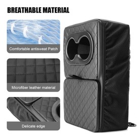 FURYENGRAVER Universal Rear Seat Armrest Rear Bench Seat Consoles with Cup Holder, Large Storage Box,2 Storage Bags Truck Seat Organizer