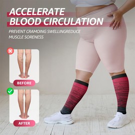 CUBIEX 4 Pairs Plus Size Compression Socks Unisex 20-30mmHg Knee high XXL XXXL XXXXL Wide Calves for Flying Running for Woman & Man……
