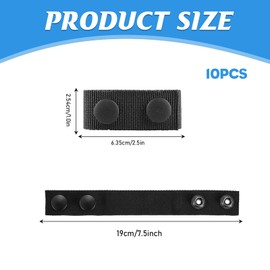 MUYAPAY Pack of 10 Belt Loop, Belt Keeper, Duty Belt Keeper, Police Belt Holder, Belt Holder with Double Press Studs, Belt Loops, Tactical Belt Accessories, for Outdoor Sports, black