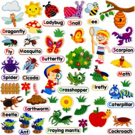 PENGFULL Felt Flannel Board Story Pieces for Toddlers Preschool,Kids Interactive Storytelling Teaching Play Kits for Flannel Board,with Words Felt Pieces(Insect Butterfly)