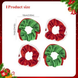Christmas Hair Scrunchies, 4Pcs Velvet Elastic Hair Bands Red Green Thick Scrunchy for Hair Soft Ponytail Holders Scrunchies Christmas Hair Accessories for Women Girls Xmas Party Favors Gifts A7HLFQ