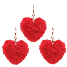 [APOSITV] Fur Charm Key Folder Heart Parts Red Red Set of 3 Red Set