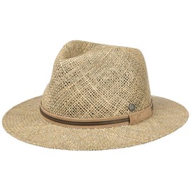 LIERYS Parsell Traveller Straw Hat Men – Made in Italy – Summer Hat Made of Straw – Sun Hat with Leather Trim – Beach Hat Spring / Summer, natural
