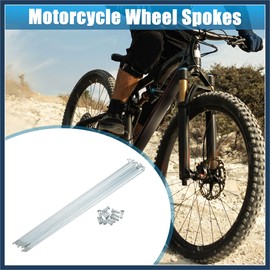 INFINAUTO 12pcs 14G J Bend Bicycle Galvanized Spokes 220mm 8.66" Cycle Spokes with Brass Nipples Steel Spokes for Mountain Bike MTB Stylish Design