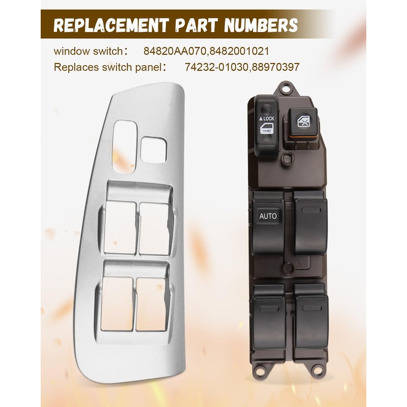 JUWEVAZU Window Master Switch and Bezel Driver Side Fit for