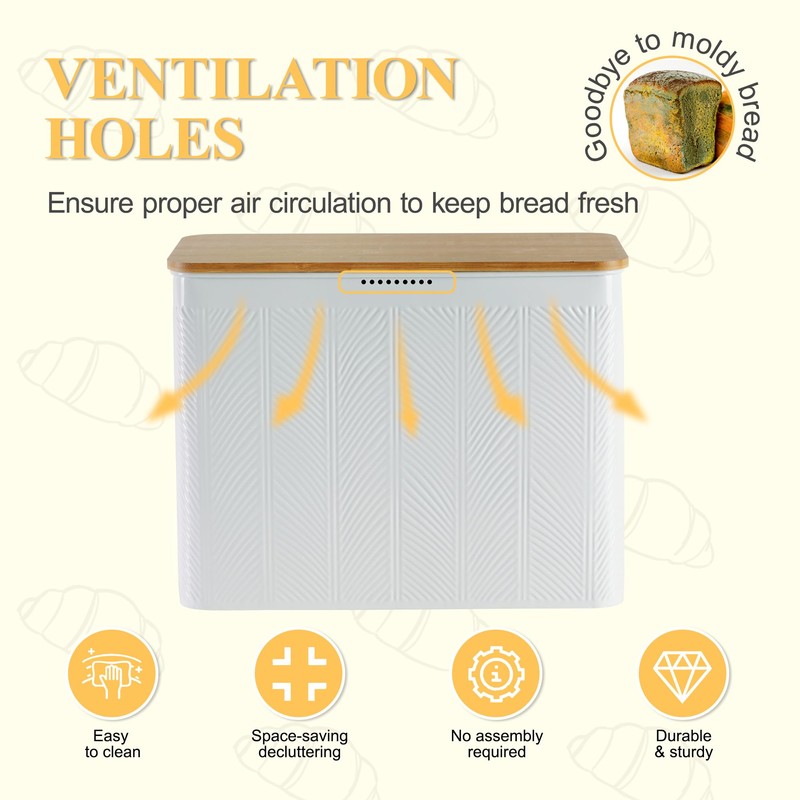 HOME PALETTE Extra Large Bread Box for Kitchen Countertop Corner