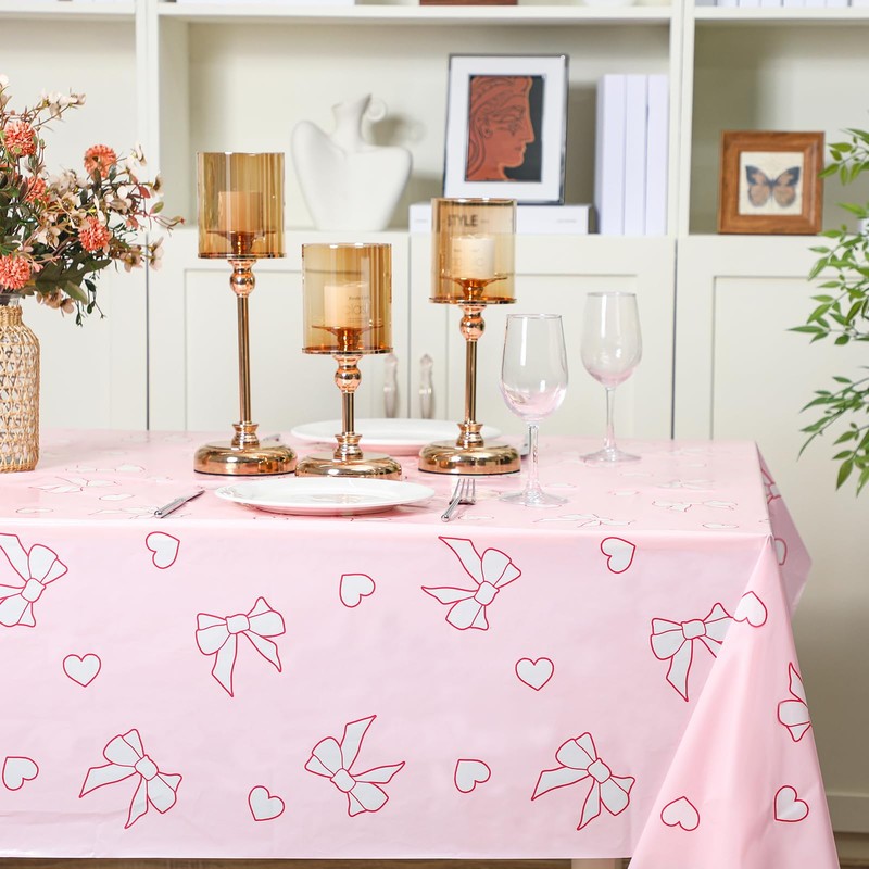 Hahafelt 3 Pack Coquette Bow Tablecloth 54 x 108 Inch