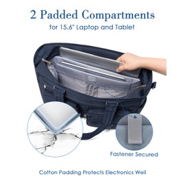 Tote Bag for Women Work Tote Bag with 15.6 Inch Laptop Compartment Quilted Laptop Bag with Zipper and Shoulder Strap for Teacher Travel (Blue)