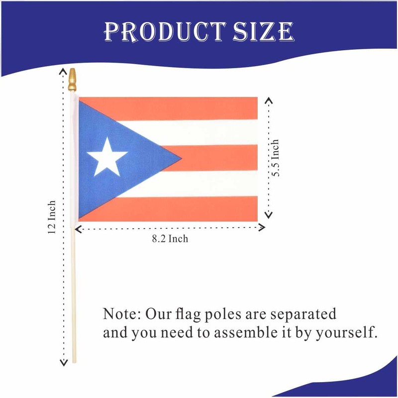 XCFH 20 Pack Puerto Rico Mini Stick Flag Small Puerto