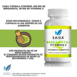 Bergamota Cítrica Y Vitamina C 120 Cápsulas Saisa Herbal