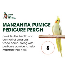 Sweet Feet and Beak Superoost Manzanita Pumice Pedicure Perch- Easy to Install Bird Cage Accessories for Healthy Feet, Nails and Beak - Natural Bird Perches Imitates Birds' Life in The Wild - S 8"