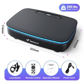 MERACH Vibration Plate Exercise Machine with Bluetooth & Light , Lymphatic Drainage Machine, Whole Body Workout Vibration Platform for Wellness and Fitness - Color: Black, Size: Standard Model