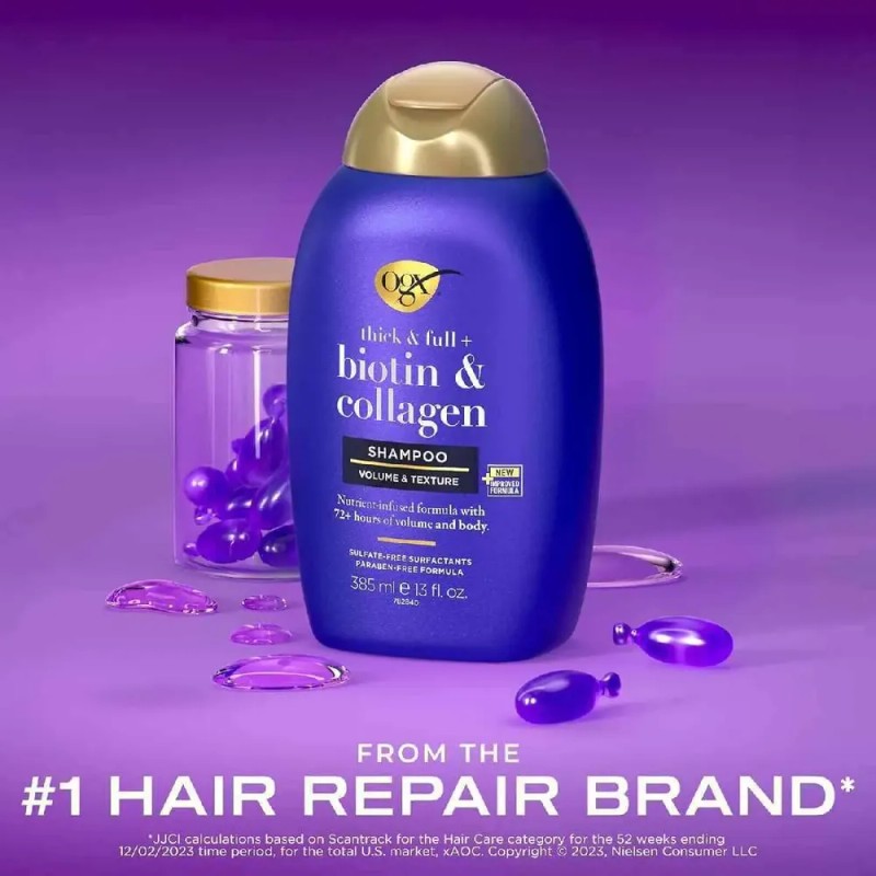 Shampoo Ogx Biotina Y Colageno Brillo Mas Volumen
