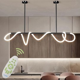 CdaAchRei 59.06" Kitchen Island Lighting,Adjustable Height Linear Chandelier,Led Dimmable Aluminum DIY Shapes Ceiling Pendant Light Fixtures with Remote Control for Dining Room,Living Room