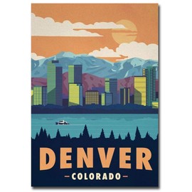 Denver Colorado Travel Vintage Art Refrigerator Magnet Size 2.5" x 3.5"