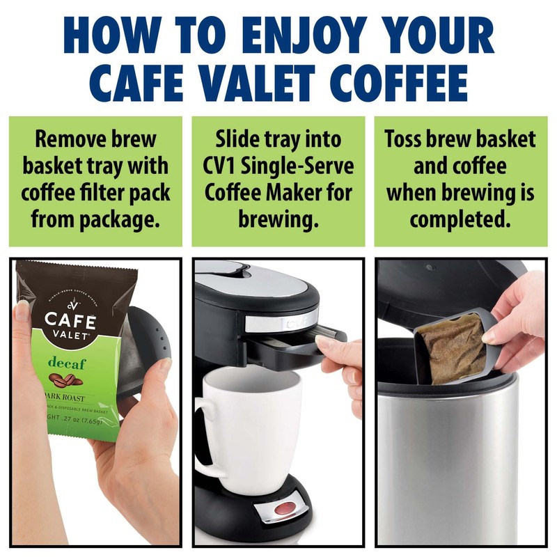 Café Valet DECAF Dark Roast Single Serve Coffee Packets –
