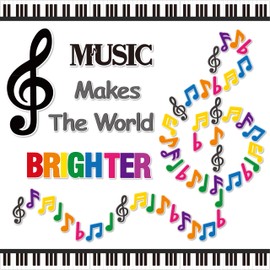 BeYumi Music Notes Border Decor - 108Pcs Back to School Music Notes Bulletin Board Set Music Makes The World Brighter Cutouts Piano Border Trim Preschool Classroom Chalkboard Wall Decoration Supplies