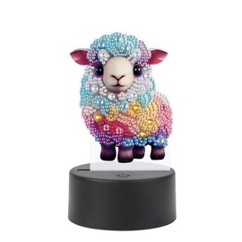 JISHSHAY Diamond Painting Night Light Diamond Art Table Lamps Gem Art LED Lights Gem Painting Desk Lamp Mosaic Kits for Adults DIY Kits for Adults Paint by Numbers with Special Drills Sheep