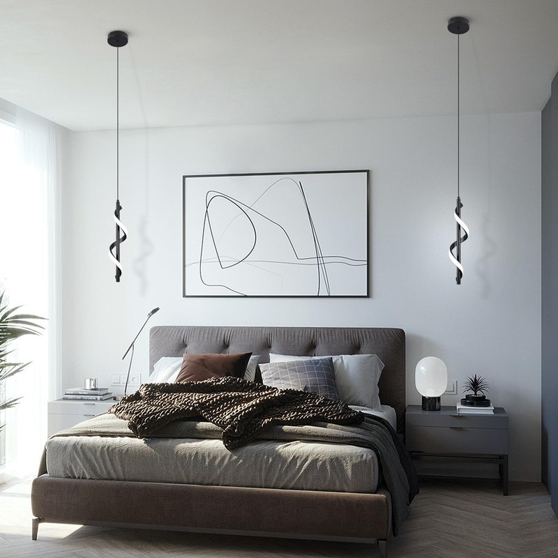 13W Modern Spiral Led Pendant Light Fixture, Cold White 5500K