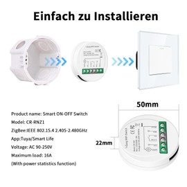 CNBINGO 16 Amp Smart Light Switch Module, WiFi Mini DIY WLAN Switch, Smart Switch Compatible with Alexa Echo, Google Home, Smart Life/Tuya, Pack of 2