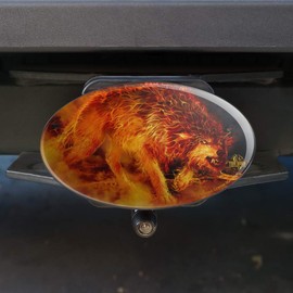 GRAPHICS & MORE Fire Wolf Flaming Stalker Creature Oval Tow Trailer Hitch Cover Plug Insert