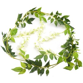 LUNA PARK 2m Guirnalda Artificial de Wisteria Blanca Decoración Floral del Arco para Casamiento Boda Fiesta Evento Hogar Paquete de 4 Guirnalda