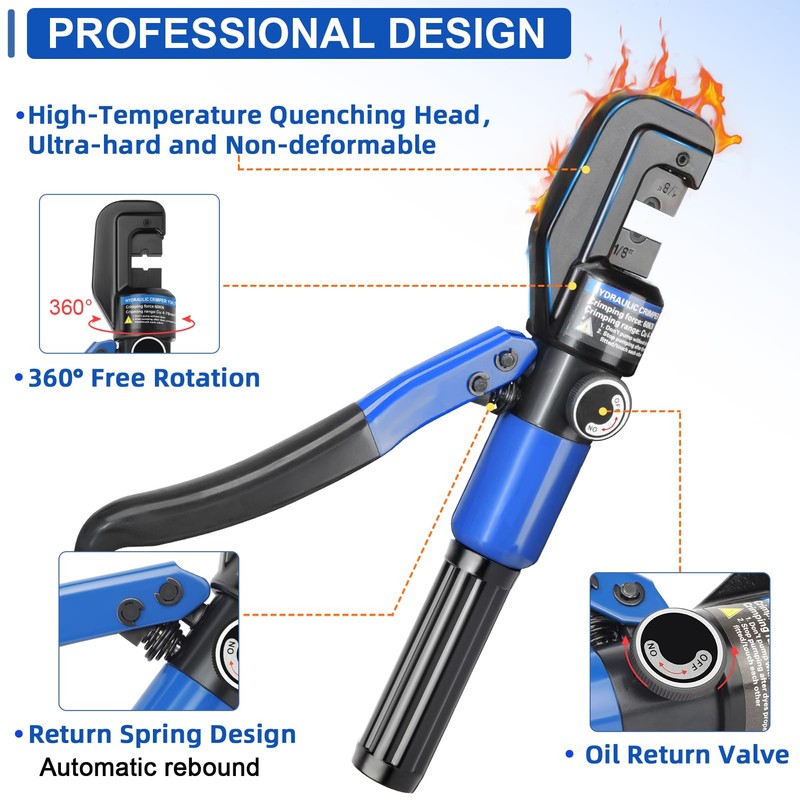Funnerlulu Hydraulic Crimping Tool with 9 Hardened Dies, steel cable