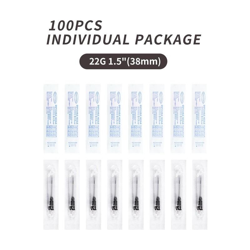 100Pack 22 Gauge 1.5 Inch Disposable Luer Lock Accessories, Individually