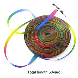 Honbay 50 Yards Double Side Colorful Satin Ribbon Gradient Rainbow Printed Polyester Ribbon for DIY Clothing Holiday Wedding Decoration Handcraft (9mm)