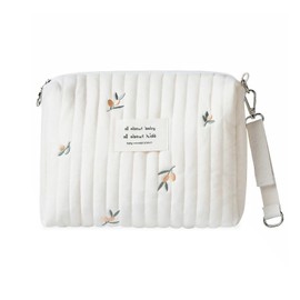 SONARIN Lightweight Pram Bag Organiser, Multifunctional Stylish Embroidery Buggy Organiser Bag Universal Pram Organiser Storage Bag Mum Bag (Olive, 1 Strap)