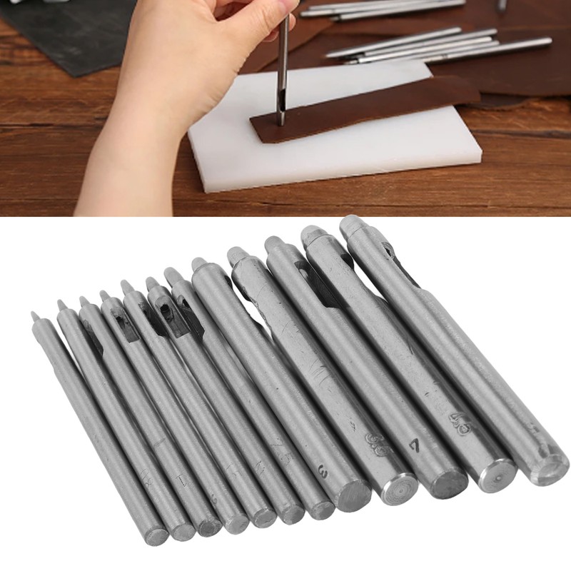 12pcs Leather Hole Punch Cutter 0.5‑5mm Hollow Punch Set for