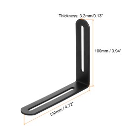 uxcell 2Pcs Adjustable L-Shape Corner Brace with Slot, 6.5 x 4.72 Inch Stainless Steel Slotted Right Angle Corner Bracket with Screws for Wooden Furniture Cabinet, Black