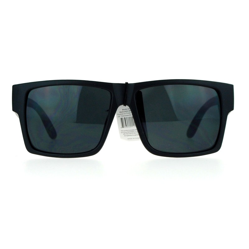 Kush Gangster Rectangular Squared All Black Horn Rim Sunglasses Matte