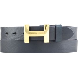 BELTINGER Hanna Women's Belt Made of Full Cowhide Leather, 3 cm, Slim Leather Belt for Women, 30 mm, Shiny Gold, Navy, gold
