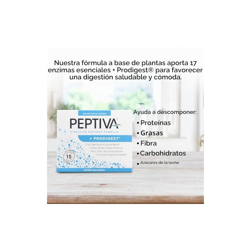 Peptiva Suplemento enzimático digestivo + ProDigest - Ayuda con la