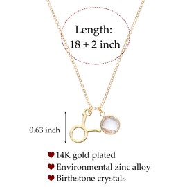 TGOLM 14k Gold Plated Taurus Sign April Birthstone Clear Crystal Necklace for Women Birthday Gift