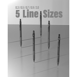 STAGEEK 21PCS Metal Mechanical Pencil Set, Art Lead Pencil 0.3, 0.5, 0.7, 0.9, 2mm Lead Holder(HB 2H 2B 4B Color) with 10 Tubes Graphite Lead Refills Eraser with Case for Drafting Drawing Sketching