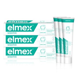elmex Sensitive Toothpaste 3 x 75 ml - Gentle Teeth Cleaning and Protection for Pain-Sensitive Teeth - Clinically Tested for Strong Teeth and Against Caries