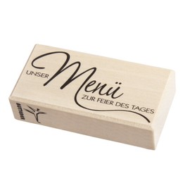 Rayher Hobby 28878000 Stempel Unser Menü zur Feier des Tages“, Holz, 4 x 8 cm