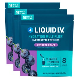 Liquid I.V.® Hydration Multiplier - Concord Grape | Electrolyte Powder Drink Mix | 3 Pack (48 Servings)