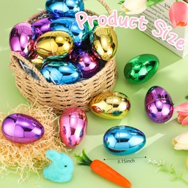 MiniInflat 66 Pcs Metallic Plastic Easter Eggs Bulk Colorful Fillable Easter Basket Stuffers for Egg Hunts Party Favor,filling Treats, Classroom Prize Supplies(3.15 Inch)