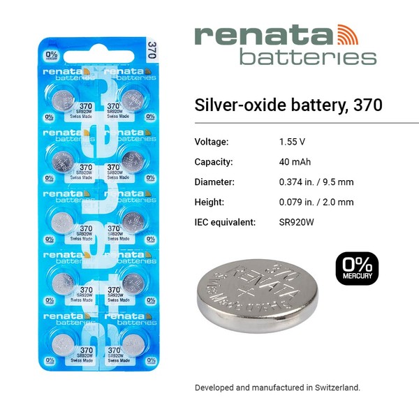 Renata 370 Button Cell watch battery