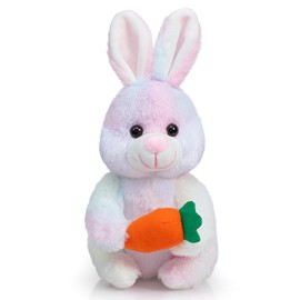 HollyHOME Bunny Stuffed Animal, Bunny Plush with Carrot, Cute Rabbite Plush Toy Easter Gift for Kids Girls 12inch Rainbow