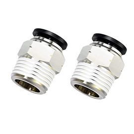 VETLEY PNEUMATIC Push to Connect Fitting 1/4 Inch Tube OD x 3/8 Inch NPT Thread Male Straight Connector Air Fittings Black PC1/4-N3(Pack of 10)
