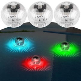 GOMETY 3 Stück Solar Schwimmende Poolbeleuchtung, Schwimmende Pool Lichter, IP65 Wasserlicht Solar Teichbeleuchtung Schwimmend für Pool,Teich,Garten, Brunnen und Wasserparks, 7 Farben