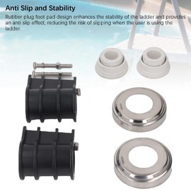 Jiawu Pool Ladder Replacement Kit, 304 Stainless Steel Pools Ladder Escutcheon Plates, Pool Ladders Bumpers, Bolts Nuts Anchor for 42mm Tube Swimming Pool Handrail