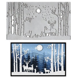 Estivaux Christmas Trees Elk Die Cuts for Card Making, 3D Xmas Snowflake Cutting Dies Winter Forest Animals Dies Embossing Template for Scrapbooking DIY Cards Album Crafts Supplies (7.87x4.65inch)